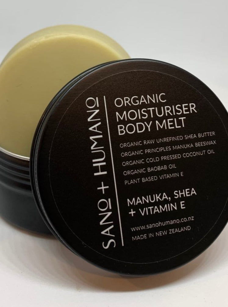 Organic Moisturiser Body Melt, Manuka, Shea + Vitamin E - with travel tin